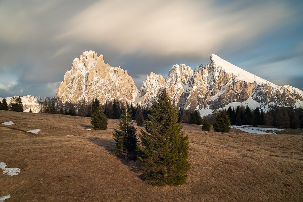 fir trees - forest - mountains - winter - sunset - dolomites - italy - seiser alm - landscape photography - romanian photographer - creartphoto